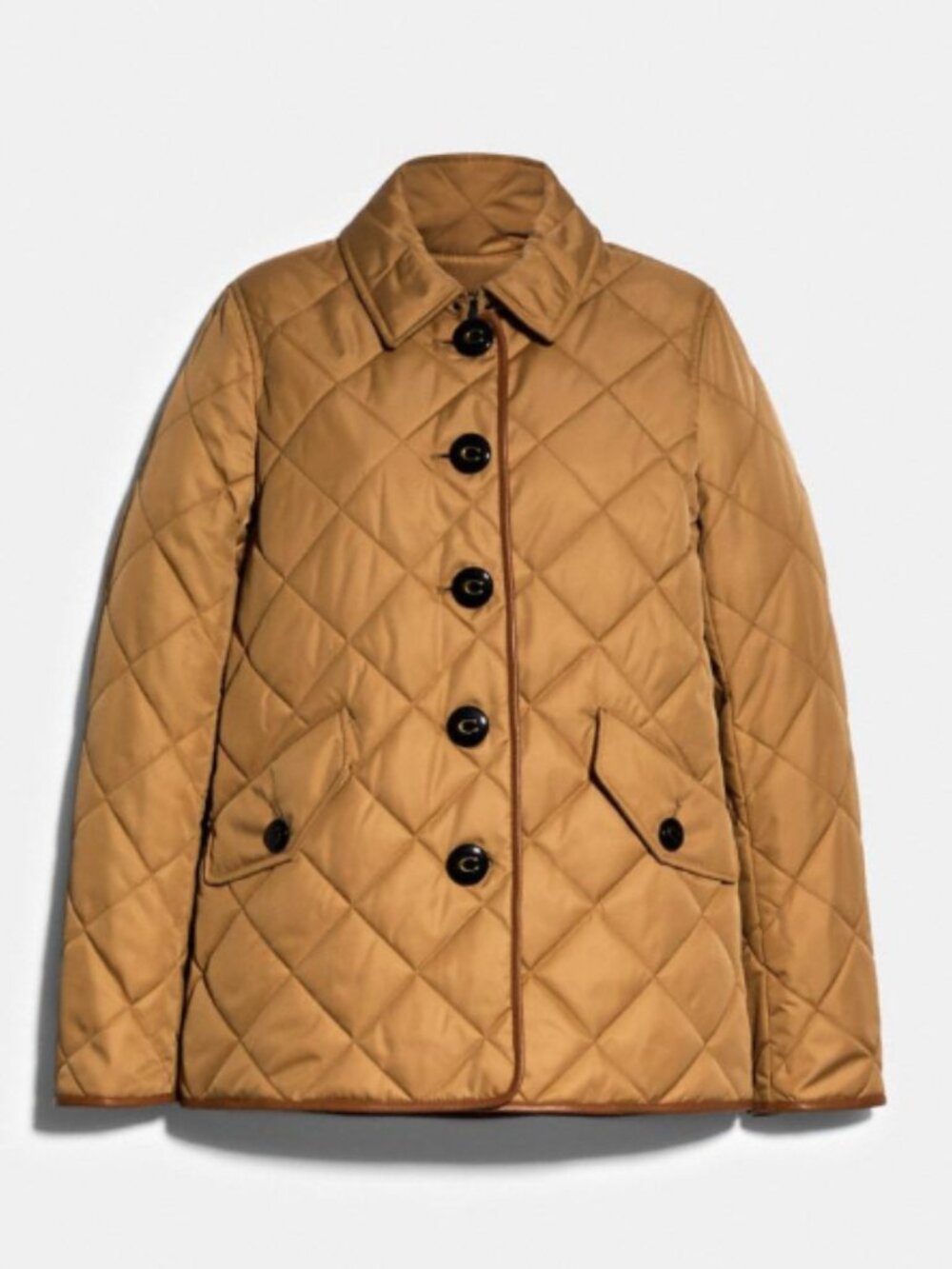 Coach Women’s Quilted Beige Button-Front Jacket